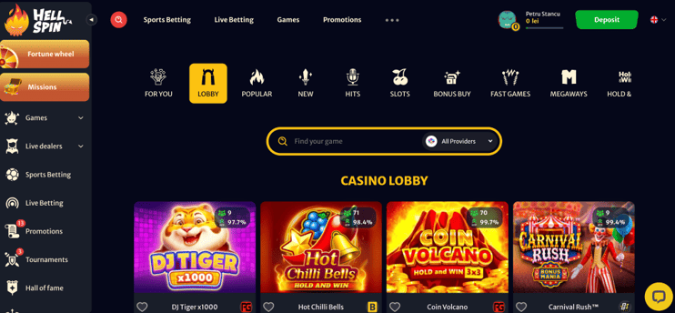 Casino și sloturi online Hellspin