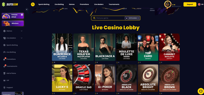 Live casino Slotsgem